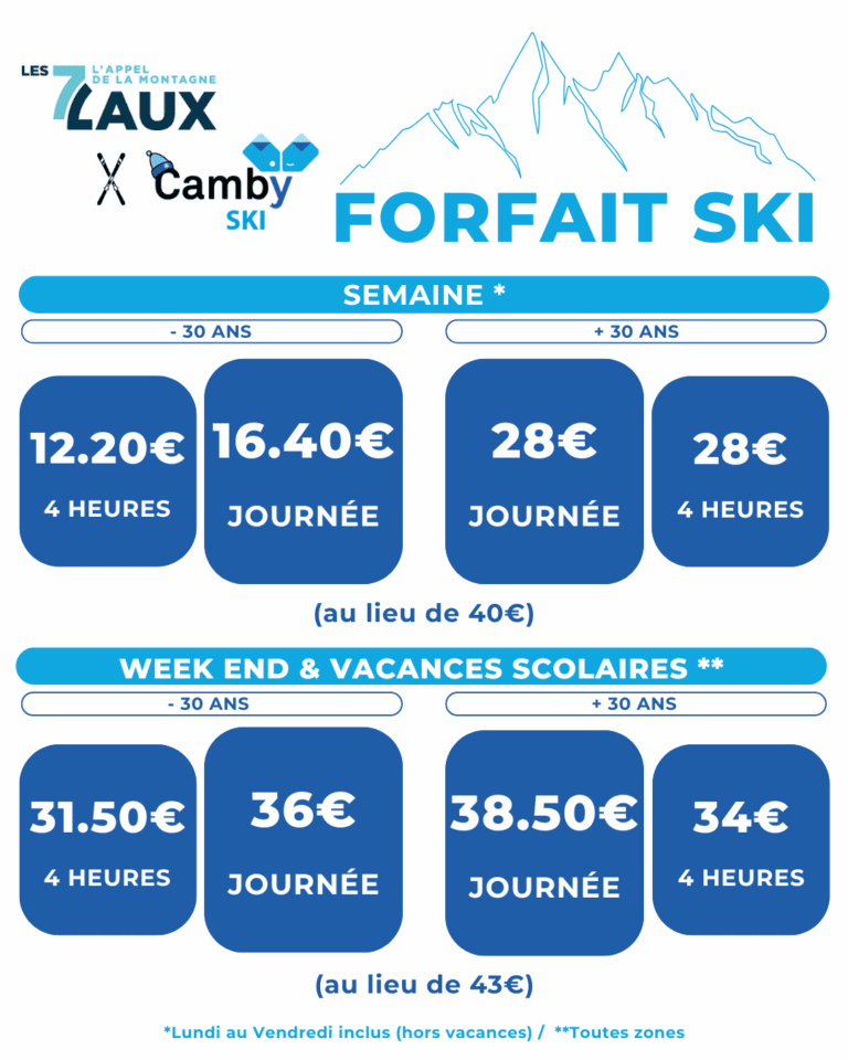 Toutes les réductions sur les forfaits dans la station de ski les 7 Laux.